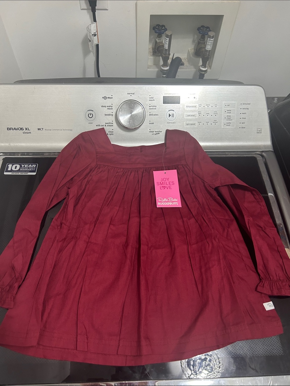 Girls size 4t long sleeve burgundy blouse top shirt new nwt rosewood square neck